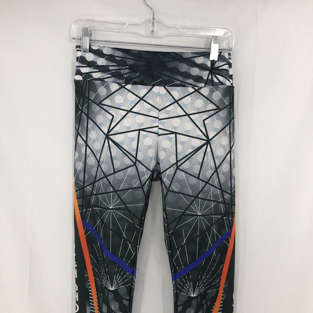 Wide Waist Don't Stop Letter & Line Printed Geometric Leggings Small 26x27